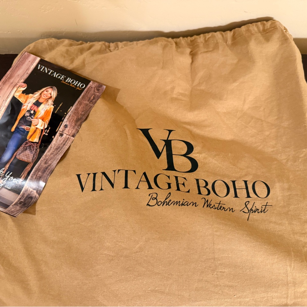 Vintage Boho  Brown Monogram Crossbody Bag - Picture 2 of 8